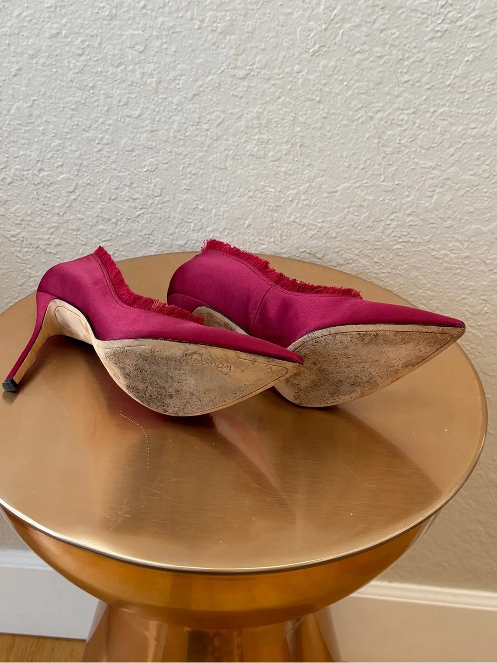 👠 Sam Edelman Halan Fringed Satin Pumps - Cranberry / Burgundy